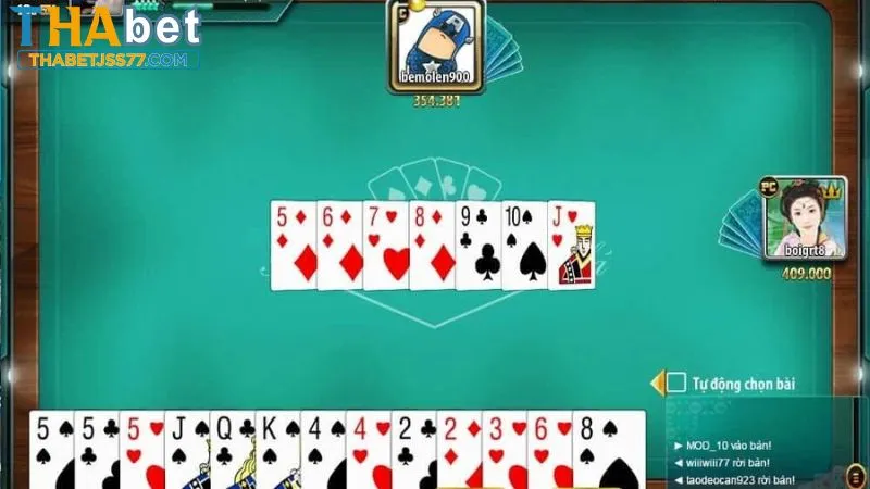 Tiến lên miền Bắc là game phổ biến tại Thabet